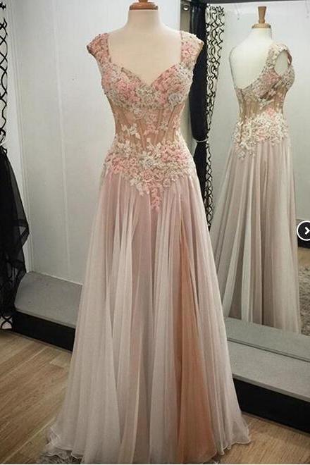  Hot Sale Appliques Prom Dress,Custom Made Prom Dress,Lace Prom Gowns,Sexy Women Dress,A line Evening Dress