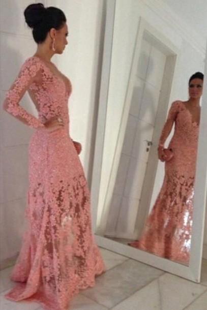 Prom Dresses,pink Evening Gowns,lace Formal Dresses,prom Dresses, Fashion Evening Gown,beautiful Evening Dress