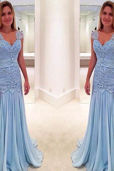 Stunning Lace Light Blue Sweetheart Mermaid Prom Dresses Sleeveless Floor-length Evening Party Gowns Custom