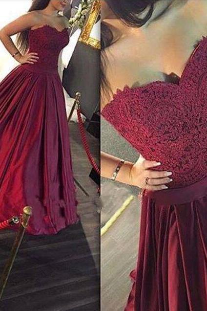 Burgundy Prom Dress,ball Gown Prom Dress,lace Prom Gown,princess Prom Dresses,sexy Evening Gowns, Fashion Evening Gown,wine Red Party Dress For