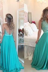 Lace Prom Dresses,Blue Prom Dress,Modest Prom Gown,A Line Prom Gown,Evening Dress,Chiffon Evening Gowns,Party Gowns
