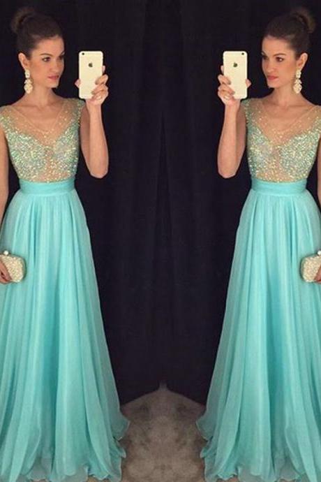 Prom Dresses,prom Dress,crystal V-neck Sleeveless 2017 Prom Dresses A-line Natural Party Gowns