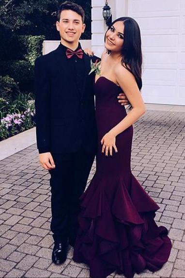 Modest Prom Dresses,sexy Prom Dress,strapless Prom Dresses Mermaid Sweetheart Sexy Long Evening Gowns