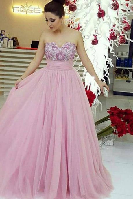 Prom Dresses,prom Dress,pink Evening Gown Ball Gown Tulle Prom Dress