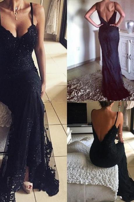Mermaid Prom Dresses,Black Lace Prom Dress,Prom dress,Modest Evening Gowns,Cheap Party Dresses,Graduation Gowns