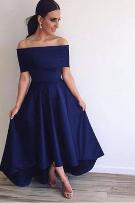 Modest Prom Dresses,sexy Prom Dress, Evening Dresses Off The Shoulder Sexy High Low Prom Gown