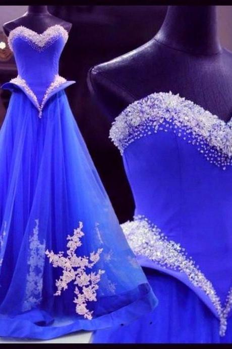 Royal Blue Prom Dresses,royal Blue Strapless Prom Dress ,pageant Gown,princess Evening Dress