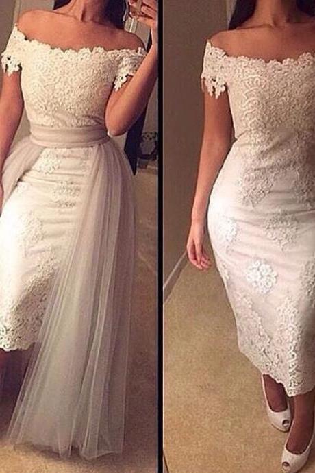 Prom Dresses,prom Dress,lace Homecoming Dresses Off-the-shoulder Prom Dress With Detachable Skirt
