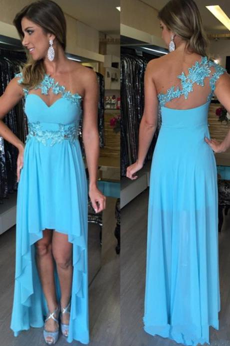 Blue Homecoming Dress,High Low Homecoming Dresses,Chiffon Homecoming Gowns,Party Dress,High Low Prom Gown,Cocktails Dress,Homecoming Dresses