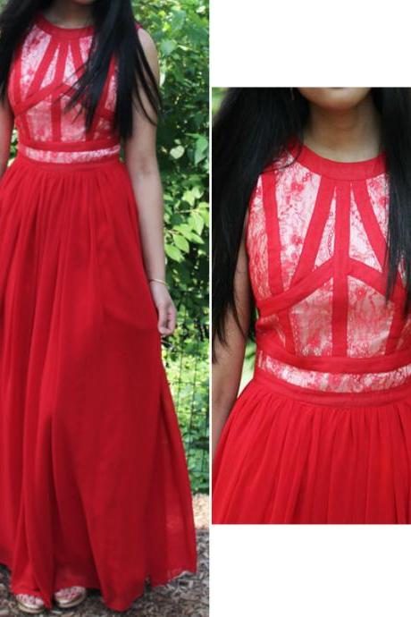 Red Prom Dresses,charming Prom Dress,a-line Prom Dress,chiffon Prom Dress,o-neck Evening Dress