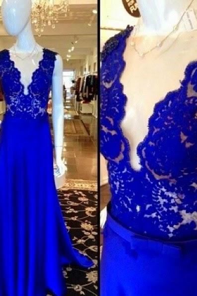 A Line Prom Gown,Royal Blue Evening Gowns,Party Dresses,Lace Evening Gowns,Sexy Formal Dress For Teens