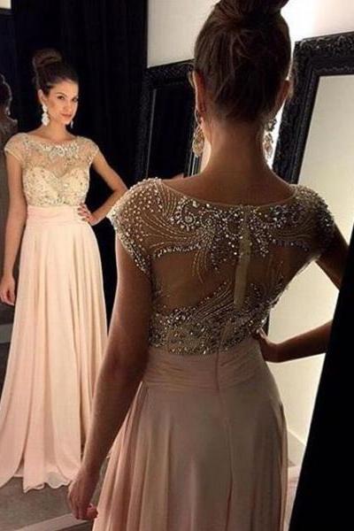 Blush Pink Prom Dresses,chiffon Prom Gowns,Pink Prom Dresses,Long Prom Gown,Sparkly Prom Dress,Sparkle Evening Gown,party Gown