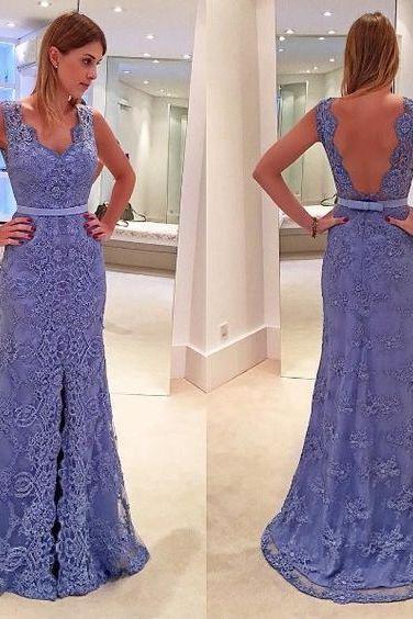 Blue Prom Dress,Lace Prom Dress,Backless Prom Gown,Backless Prom Dresses,Sexy Evening Gowns,New Fashion Evening Gown,Sexy Party Dress For Teens