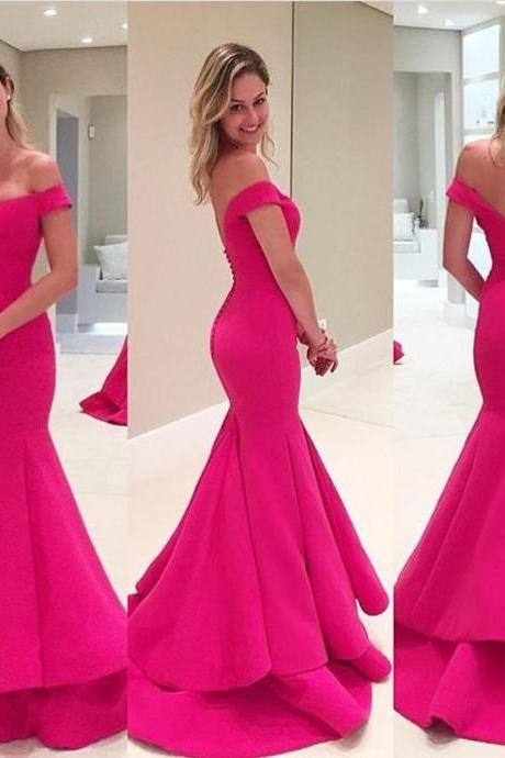 Pink Prom Dresses,mermaid Prom Dress,satin Prom Dress,off The Shoulder Prom Dresses,formal Gown,sexy Evening Gowns,party Dress,mermaid Prom Gown