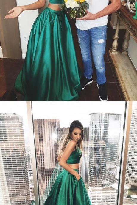Prom Dresses,green Prom Gowns,green Prom Dresses,two Pieces Party Dresses,long Prom Gown,2 Pieces Prom Dress,evening Gown,party Gown