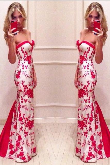 New Arrival Prom Dress,Stylish red prom dress,mermaid long prom dress,formal dresses,evening gown