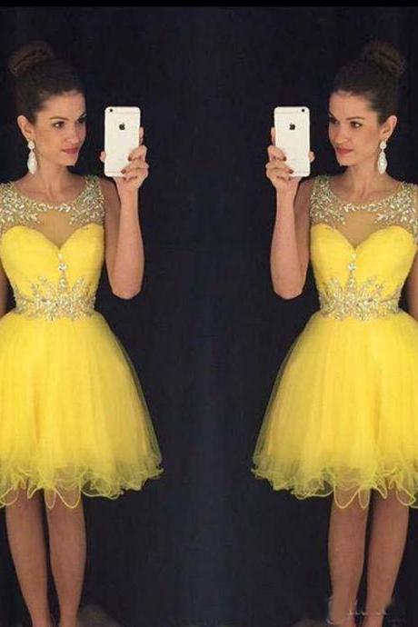 Homecoming Dress,homecoming Dresses,sweet 16 Dress,2017 Homecoming Dress,yellow Cocktail Dress