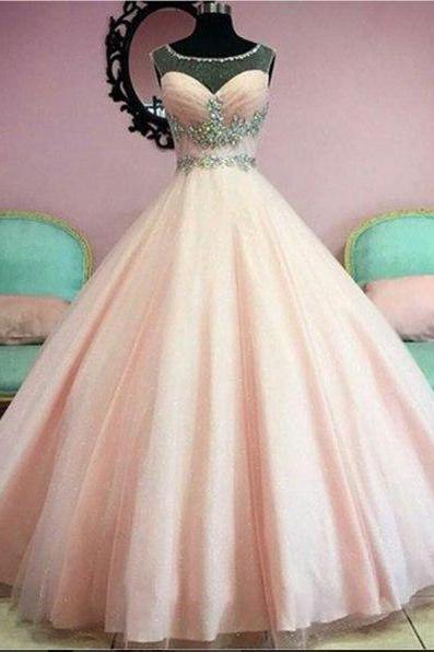 Prom Dress,amazing Pink A-line Beading Long Prom Dress,evening Dress,formal Dress