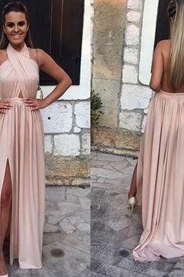 Simple A-line Backless Long Prom Dress,evening Dresses