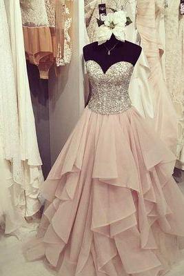 Gorgeous Sweetheart Ruffled Long Prom Dress,evening Dresses