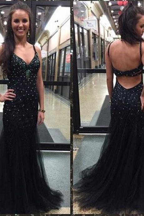 Black Prom Dress,mermaid Prom Dress,illusion Prom Dress,fashion Prom Dress,sexy Party Dress, Style Evening Dress