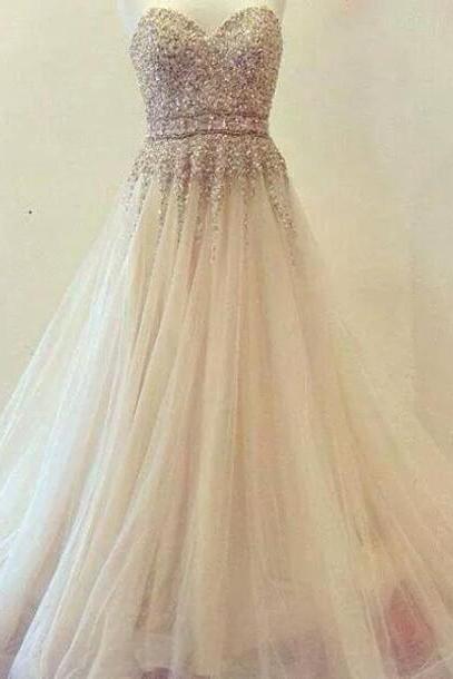 Beaded Prom Dress,illusion Prom Dress,sweetheart Prom Dress,fashion Prom Dress,sexy Party Dress, Style Evening Dress