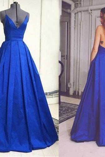 Backless Prom Dress,royal Blue Prom Dress,spaghetti Prom Dress,fashion Prom Dress,sexy Party Dress, Style Evening Dress