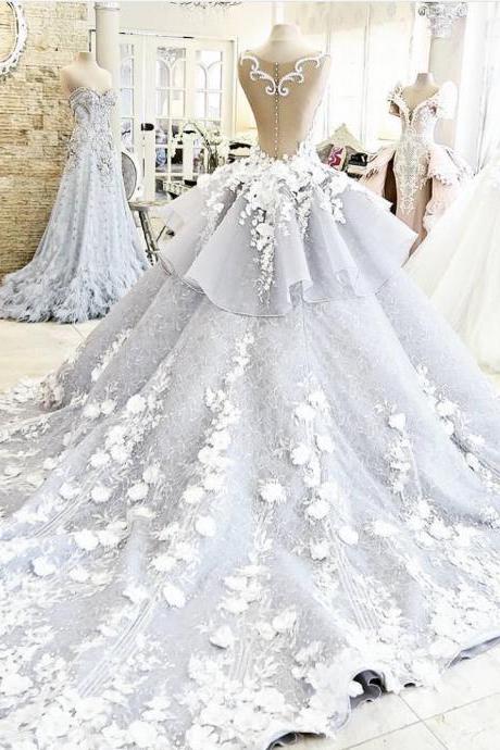 Gorgeous Wedding Dress,floral Bridal Dress,backless Wedding Dress,fashion Bridal Dress,sexy Party Dress, Style Evening Dress,wedding Dresses