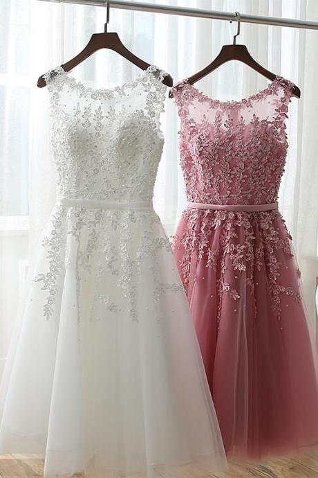 Beaded Prom Dress,applique Prom Dress,illusion Prom Dress,fashion Bridesmaid Dress,sexy Party Dress, Style Evening Dress