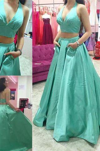 Elegant Prom Dress,two Pieces Party Dress,a Line Prom Dress,fashion Prom Dress,sexy Party Dress, 2017 Evening Dress
