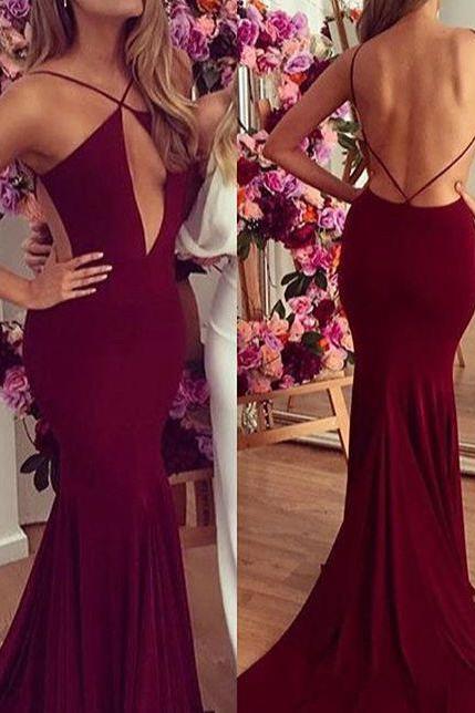 Mermaid Prom Dress,backless Prom Dress,spaghetti Prom Dress,fashion Prom Dress,sexy Party Dress, 2017 Evening Dress