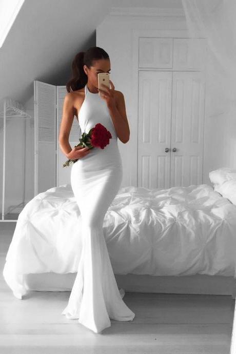 white prom dress,long mermaid dress,white evening dresses,long evening gowns,sexy backless prom dress,prom dress 2017