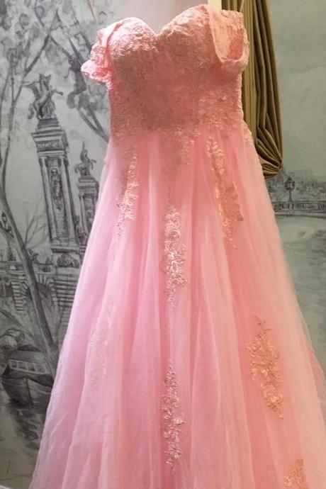 Prom Dress,modest Prom Dress,lace Appliques Sweetheart Long Tulle Bridesmaid Dresses 2017