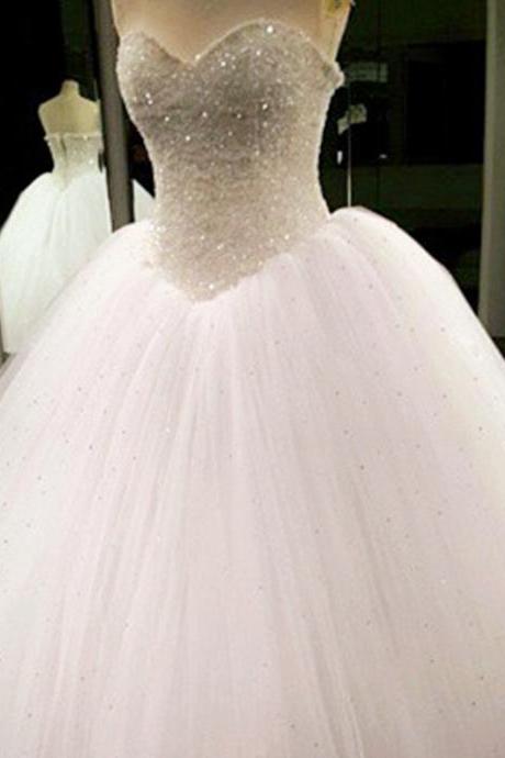 Wedding Dresses, Wedding Gown,Bling Beading Sequin Sweetheart A Line Princess Wedding Dresses Lace Appliques 2017 Sexy
