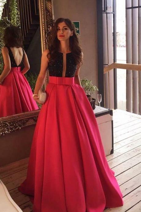 Prom Dress,modest Prom Dress,burgundy Long Satin Ball Gowns ,beaded Prom Dresses 2017,sparkly Evening Gowns,floor Length Party Dress