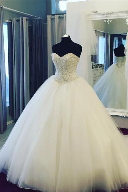 Wedding Dresses, Wedding Gown,fully Crystal Beaded Sweetheart Ball Gowns Wedding Dress 2017