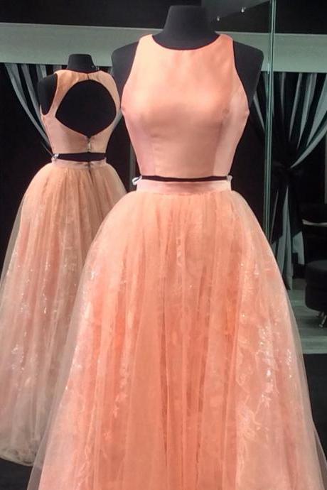 Prom Dress,modest Prom Dress,open Back Dress,ball Gowns Dress,two Piece Prom Dresses,elegant Lace Prom Dress 2017