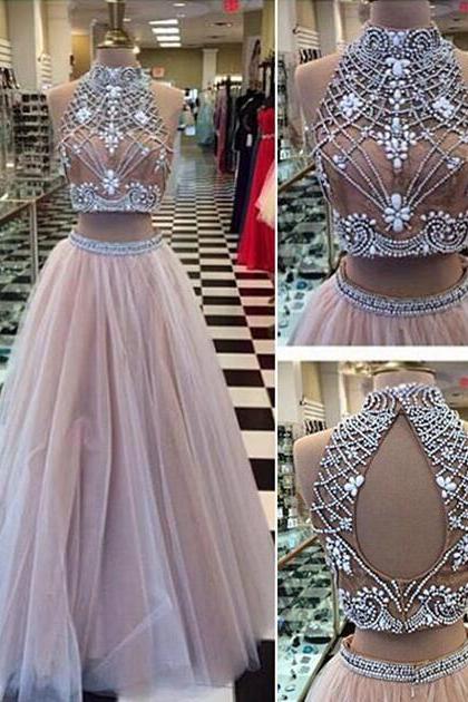 Gorgeous Two Pieces Prom Dresses,sexy Tulle Prom Dresses,lace Prom Dresses,long Prom Dresses,dresses For Prom,long Prom Dresses