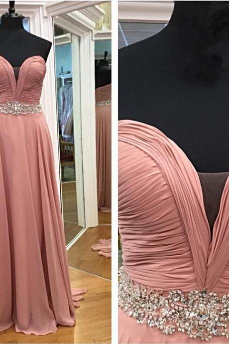 New Arrival Prom Dress,Modest Prom Dress,Sweetheart Blush Pink Beading Prom Dress Simple Evening Dresses Long Formal Dress
