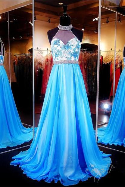 New Arrival Prom Dress,Modest Prom Dress,Gorgeous A-line Crystals 2017 Evening Dress Sleeveless Sweep Train