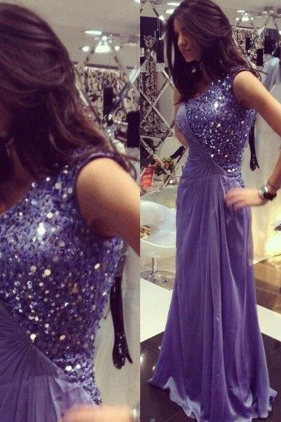 Purple Bead One Shoulder Charming A Line Long Prom Dresses,Formal 2017 Evening Gown,best sale Prom Gown