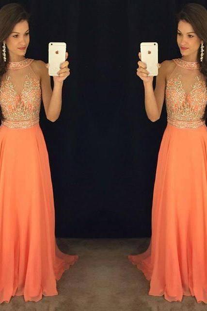 Modest Prom Dresses,Sexy New Prom Dress,New Arrival Crystal Prom Gowns Latest Sexy Sleeveless Evening Gowns