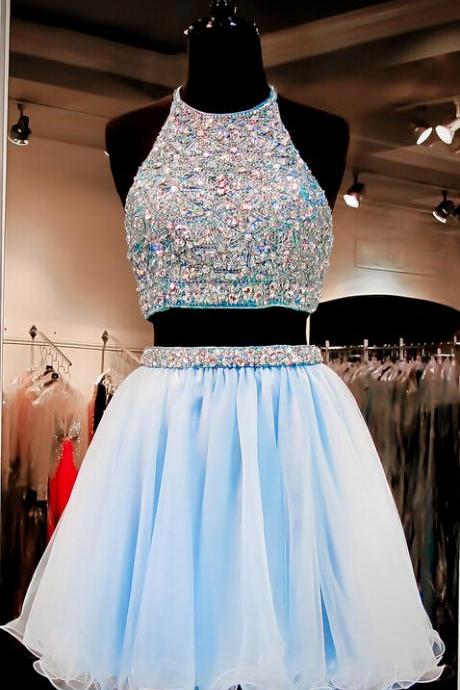 Classy Short Homecoming Dresses,Two Piece Homecoming Dresses,Cheap Graduation Dresses,Beading Homecoming Dress,Halter Homecoming Dresses,Party Prom Dresses,Junior Homecoming Dresses
