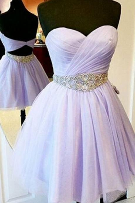 Charming Short Prom Dresses,Lavender Prom Dresses,Chiffon Prom Dresses,Strapless Prom Dresses,Sweetheart Prom Gowns,homecoming dresses