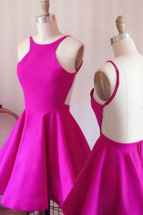 Simple Short Homecoming Dresses,a-line Homecoming Dresses, Pink Homecoming Dresses,backless Homecoming Dress