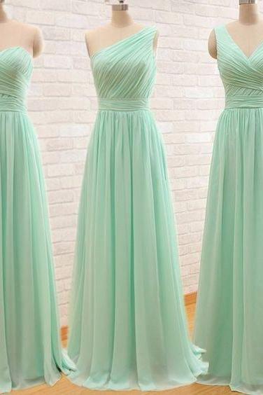 mismatched bridesmaid dress, long bridesmaid dress, mint bridesmaid Dress, chiffon bridesmaid dress, 2017 discount Bridesmaid Dress
