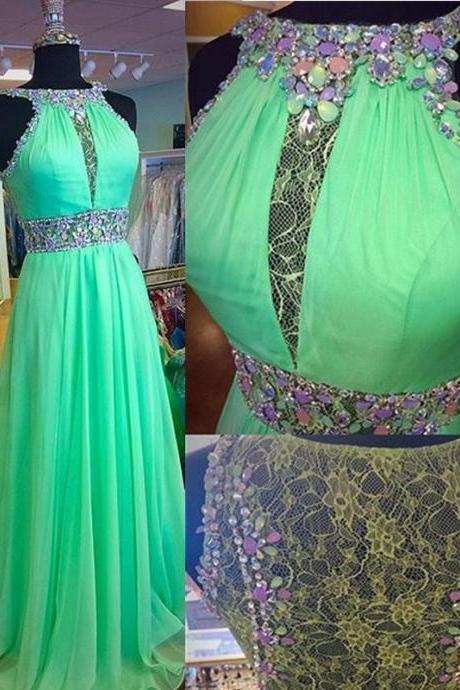 Hlater Prom Dress,green Chiffon Prom Dresses,long Evening Dress