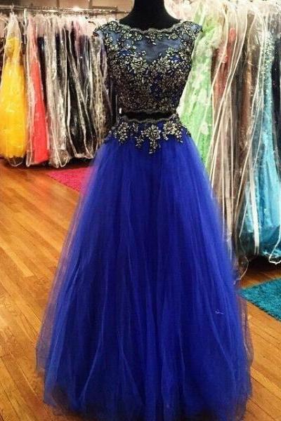 Elegant Applique Prom Dress,royal Blue Prom Dresses,evening Dress