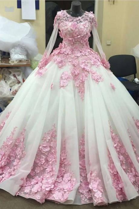 Prom Dress,modest Prom Dress,flower Wedding Dress,pink Wedding Dress,ball Gown Wedding Dress,wedding Dress
