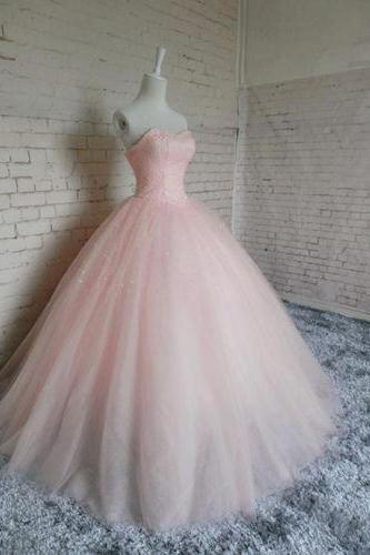 Pink Ball Gown Beading Prom Dress,long Prom Dresses,charming Prom Dresses,evening Dress, Prom Gowns, Formal Women Dress,prom Dress,f278